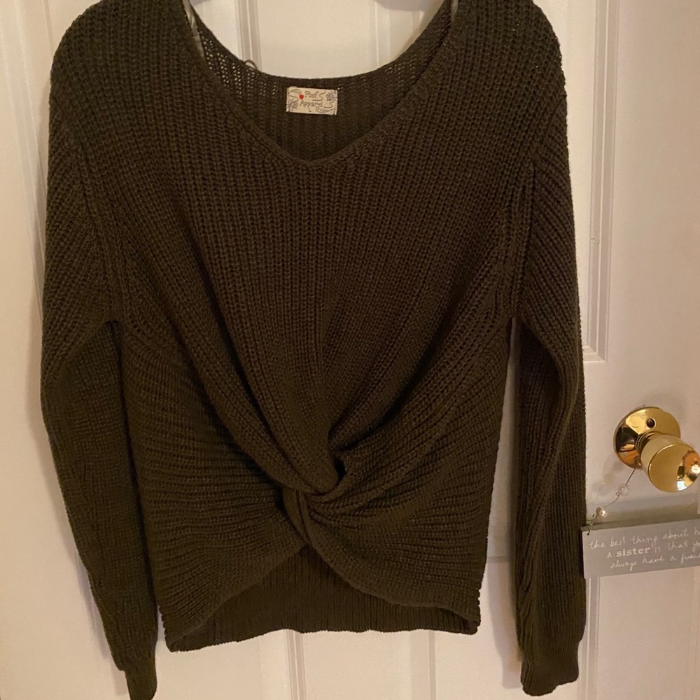 Long sleeve, low cut sweater